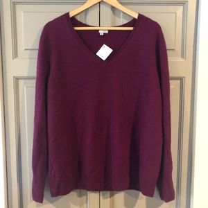 Halogen Cashmere V-Neck Dark Purple Sweater 2X